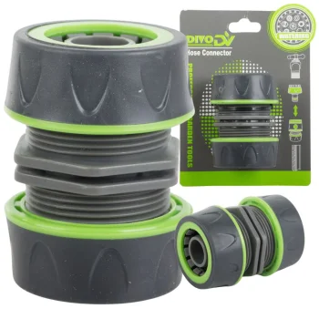 Dārza šļūtenes savienotājs DIVODV 3/4", ABS + gumija, Zaļš/Melns