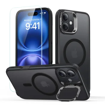 Чехол ESR Classic Hybrid Kickstand Halolock MagSafe + стекло для iPhone 16, черный
