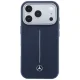 Mercedes Leather Semi Wrap Iconic Line MagSafe vāciņš iPhone 17 Pro Max, Tumši zils