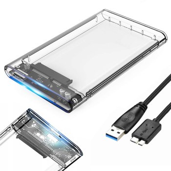 Прозрачный внешний корпус для жесткого диска 2.5" HDD/SSD, USB 3.0, SATA