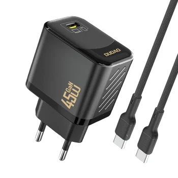 Сетевое зарядное устройство Dudao A28C 45W GaN с кабелем USB-C, черное