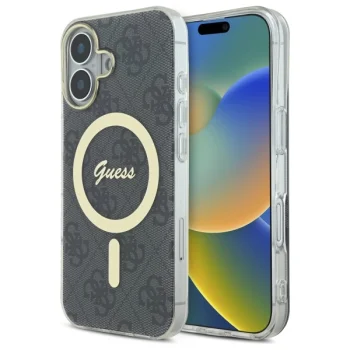 Чехол Guess для iPhone 16 IML 4G MagSafe, черный