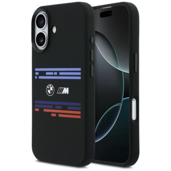 BMW M silikona Maciņš ar horizontālām līnijām un MagSafe iPhone 17 – Melns | Phone Case Cover
