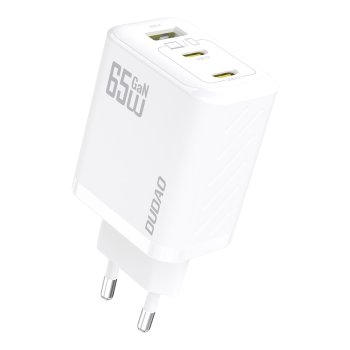 Dudao A29 65W GaN sienas lādētājs 2 x USB-C + 1 x USB-A – balts