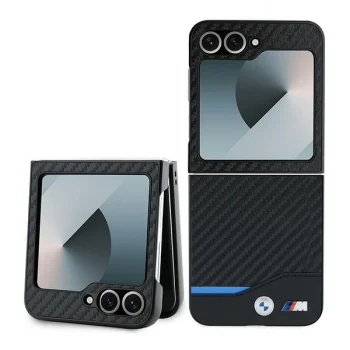BMW Carbon Blue Line vāciņš Samsung Galaxy Z Flip 6 Melns