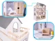 Bērnu spēļu koka leļļu māja ar mēbelēm konstruktors, 80cm | Wooden Play Dollhouse with Furniture