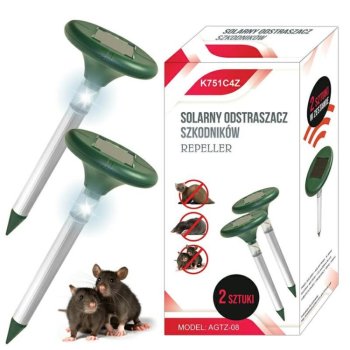 Ultraskaņas Grauzēju Kurmju Repelents Atbaidītājs ar Saules Bateriju Paneli un LED Apgaismojumu, 2gab. | Ultrasonic...