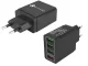 Ātrais sienas lādētājs 4xUSB ar Quick Charge 3.0, melns