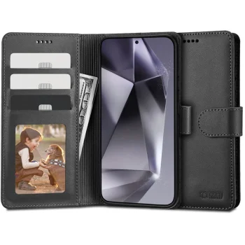 Tech-Protect Wallet Case for Samsung Galaxy S24 Ultra, Black