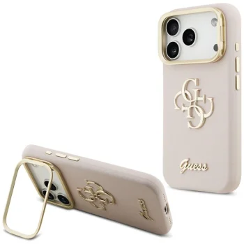 Guess Grained Big 4G & Stand Camera maciņš priekš iPhone 17 Pro – rozā | Camera Cover