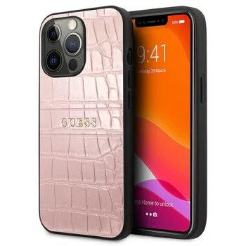 Vāciņš iPhone 13 Pro / 13 6.1" Guess Croco Collection, rozā