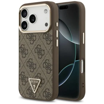 Чехол Guess 4G Triangle Logo MagSafe для iPhone 17 Pro / 18 Pro, коричневый