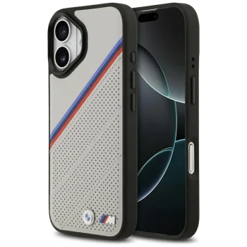 Чехол BMW для iPhone 17 M Tricolor Metal Logo MagSafe, серый