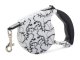 Retractable Dog Leash with Lock, 5m, up to 15kg, White with Lilies