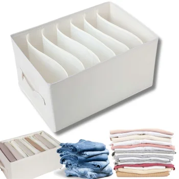 Clothes and Underwear Drawer Organizer, 9 Compartments, White