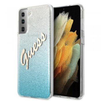 Samsung Galaxy S21+ Plus (SM-G996B) Guess GUHCS21MPCUGLSBL Blue Hard Case Cover Glitter Vintage Logo | Telefona...