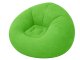 Inflatable Velour Lounge Chair for Relaxing, Soft Comfortable Pouffe, Green