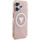 Чехол Guess IML Metal Glitter 4G MagSafe для iPhone 16, Розовый