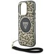 Guess HC IML Leopard Triangle Cord Strap MagSafe чехол для iPhone 16 Pro Max - коричневый