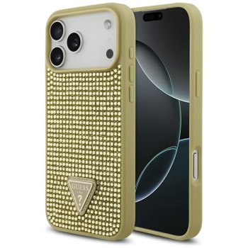 Guess iPhone 17 Pro Max vāciņš Rhinestone Triangle Logo, zelta