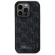 Karl Lagerfeld iPhone 15 Pro vāciņš Leather Monogram Metal Logo MagSafe, melns