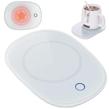 Elektriskais krūzes sildītājs dzērieniem 16W ar LED, balts