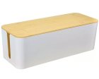 Dustproof Cable Storage and Management Box Cord Organizer, White/Brown