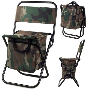 Folding Fishing and Camping Chair with Accessory Bag, Camo