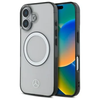 Чехол Mercedes для iPhone 16 Printed Logo MagSafe, прозрачный