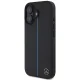 Mercedes iPhone 16 vāciņš Blue Line Leather MagSafe, melns