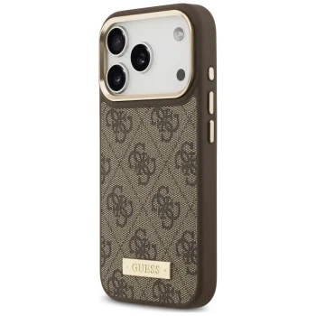 Guess 4G Logo Plate MagSafe ümbris iPhone 18 Pro / 17 Pro, pruun