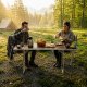 MultiGarden Folding Camping Table 120x60 cm with 2 Shelves, Brown