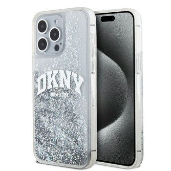 DKNY iPhone 15 Pro Max Case Liquid Glitters Arch Logo, White
