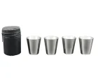 Tūrisma Degvīna Glāzītes Šotu Komplekts 4 gab. + Futrālis, 120 ml | Set of Tourist Shots Glasses