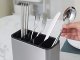 Stainless Steel Cutlery Drainer, Kitchen Utensil Organizer with 4 Compartments, Silver-Black