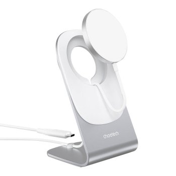Lādītāja bezvadu elektriskā caurule Choetech T518-F+H046, 15W (balta) | Ładowarka bezprzewodowa z uchwytem (biała)