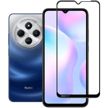 5D Защитное Стекло для Xiaomi Redmi 14C, Черное Закруглённое (Tempered Glass)