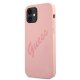 Guess iPhone 12 mini vāciņš Silicone Vintage Script, rozā