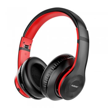 Ausdom Wireless Bluetooth 5.0 Over-Ear Headphones with ANC, Black-Red | Bezvadu uz Auss Liekamas Austiņas Ausis ar Mikrofonu