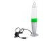 Night lamp with liquid wax, lava effect, silver, green wax
