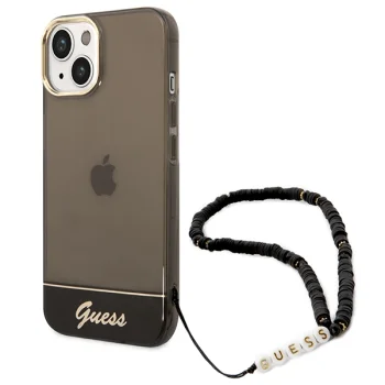 Чехол Guess Translucent Pearl Strap для iPhone 14, черный