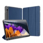 Samsung Galaxy Tab S7 (SM-T870 / T875) / S8 (SM-X700 / SM-X70) DUX DUCIS DOMO Series Tri-fold Stand Leather Smart Case with Pen Holder, Blue