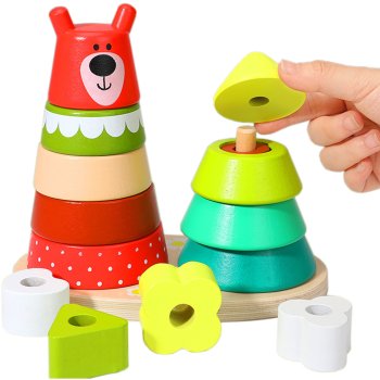 Bakalu Wooden Logic Stacker Toy Bear and Tree