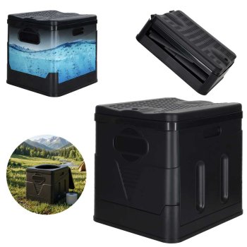 Portable Folding Camping Toilet 20L Travel Potty with Bags, Black
