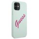 Чехол Guess для iPhone 12 mini Silicone Vintage Script, фуксия/синий