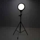 LED riņķa lampa 26 cm ar regulējamu statīvu un telefona turētāju, 15 W, USB, melna
