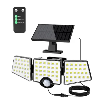 LEPRO 640005-DW saules LED lampa ar kustības sensoru un pulti, 1000 lm, IP65, balta