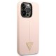 Guess Silicone Triangle vāciņš iPhone 14 Pro Max rozā krāsā