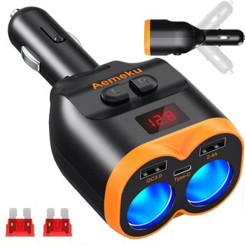 Piepīpētāja ligzdas sadalītājs 12-24V 80W ar 2x USB-A un USB-C QC 3.0