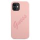 Guess iPhone 12 mini vāciņš Silicone Vintage Script, rozā